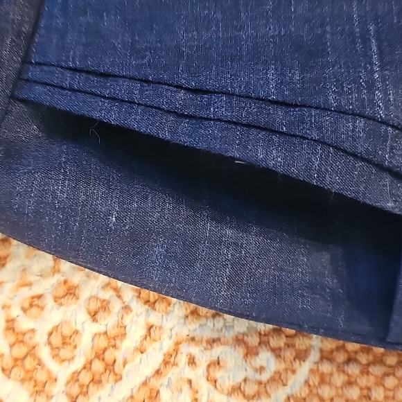 ANTONIO MELANI Dark Blue Pencil Skirt w/Faux Pockets, Linen Blend, Size 0 - Picture 3 of 11